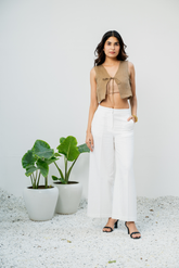 CLOUD CANVAS Wide-Leg Linen Trousers