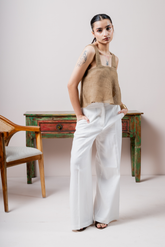 SAHARA EDGE Linen Crop Top