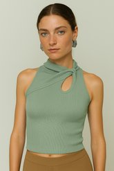 SAGE SLICE Ribbed Top
