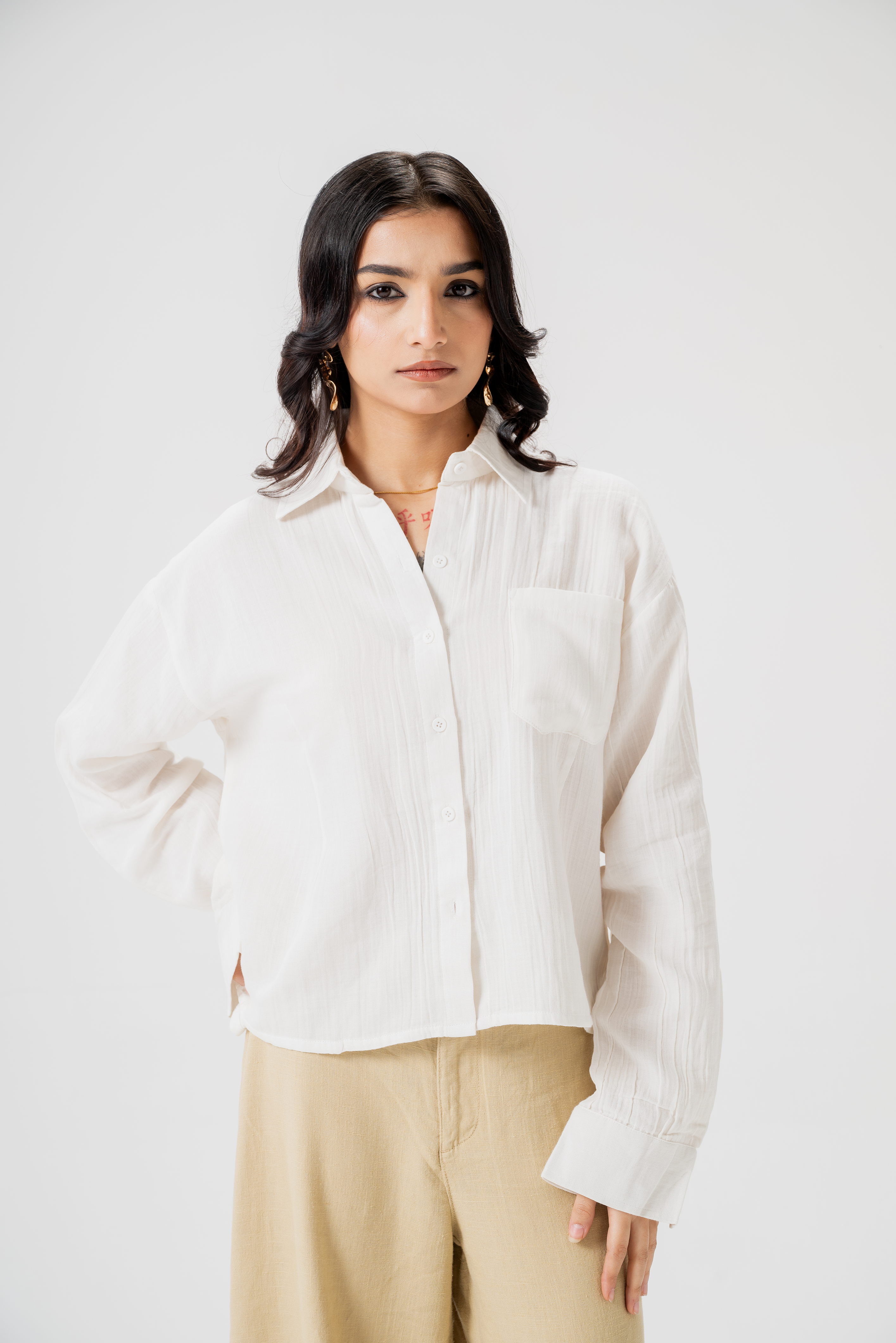 MEADOW BREEZE Textured Button-Down Shirt
