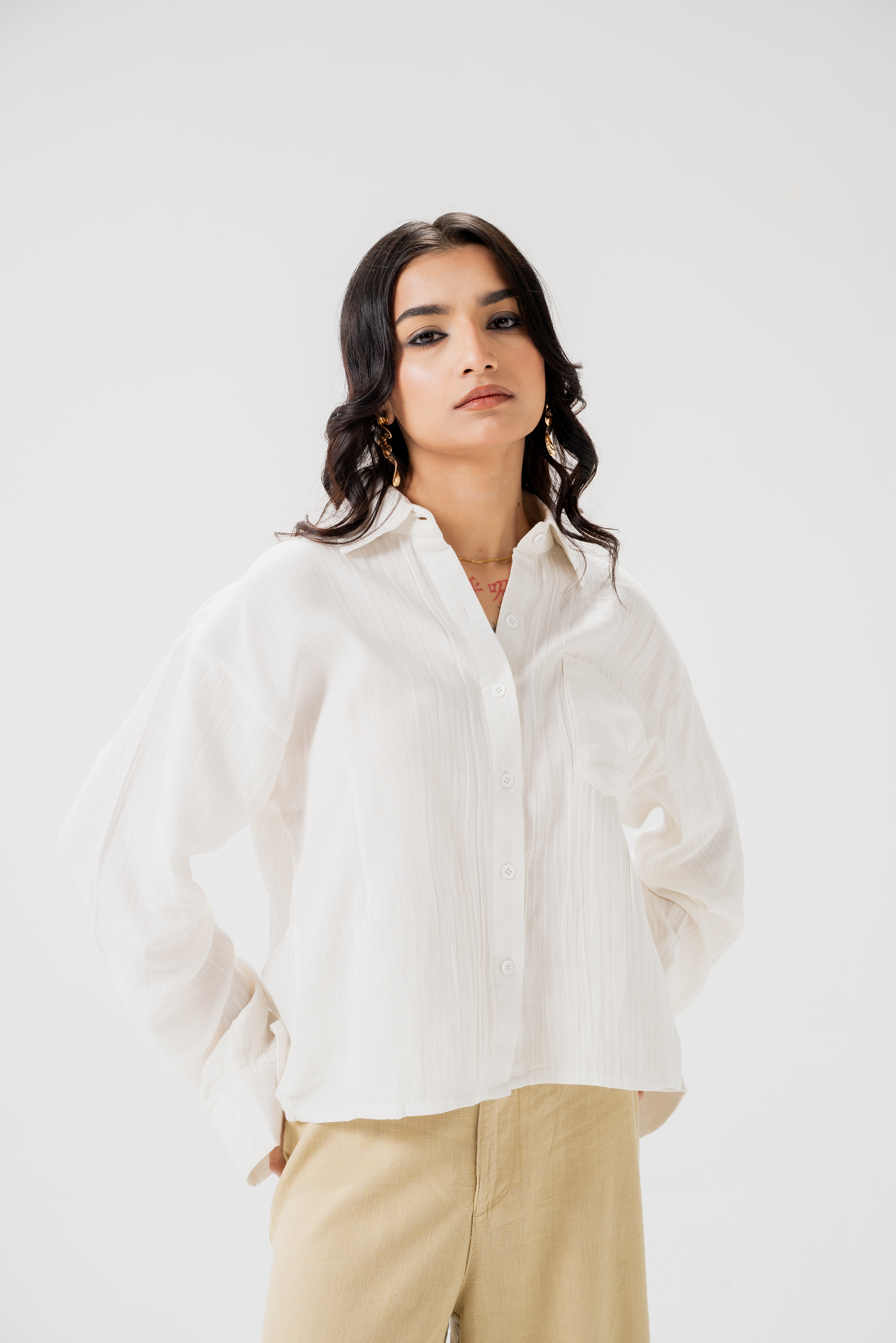 MEADOW BREEZE Textured Button-Down Shirt