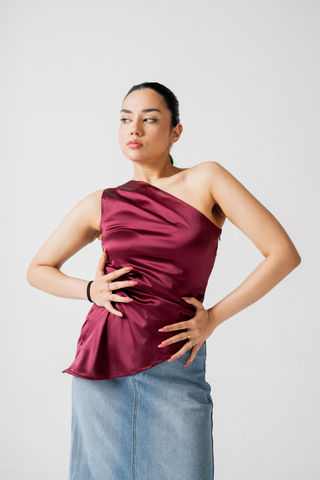 GARNET GLOW Satin Top