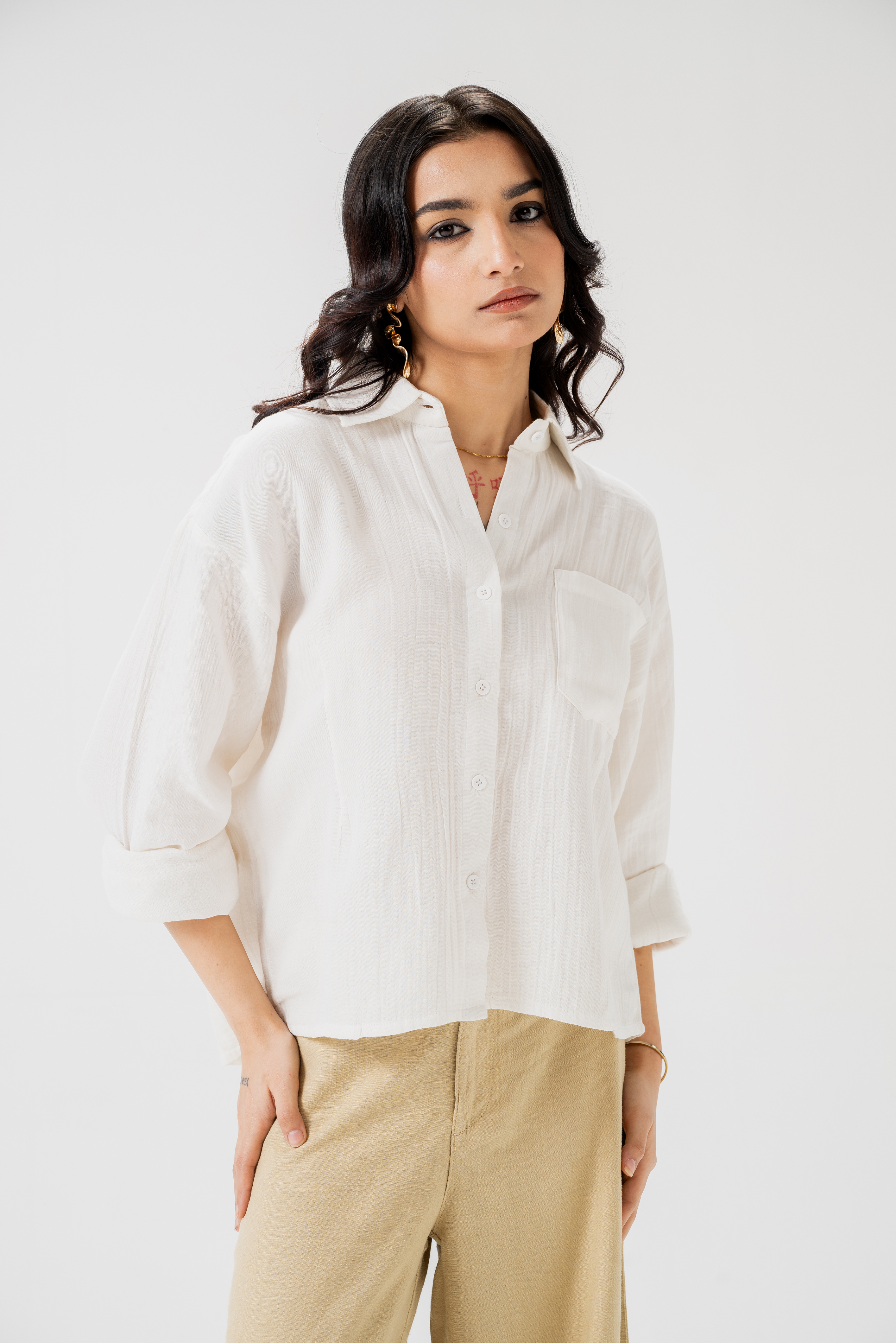 MEADOW BREEZE Textured Button-Down Shirt