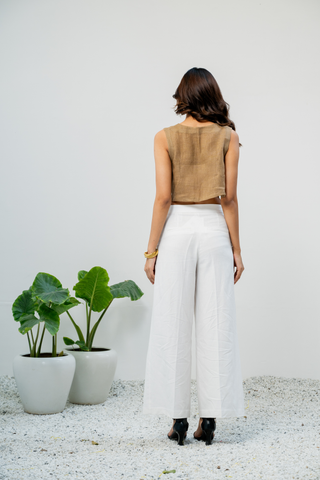 CLOUD CANVAS Wide-Leg Linen Trousers