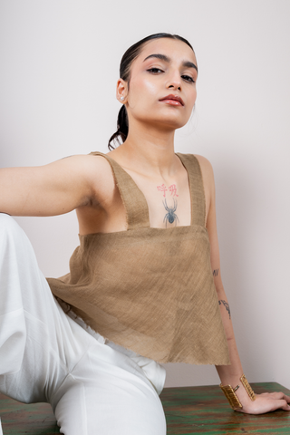 SAHARA EDGE Linen Crop Top