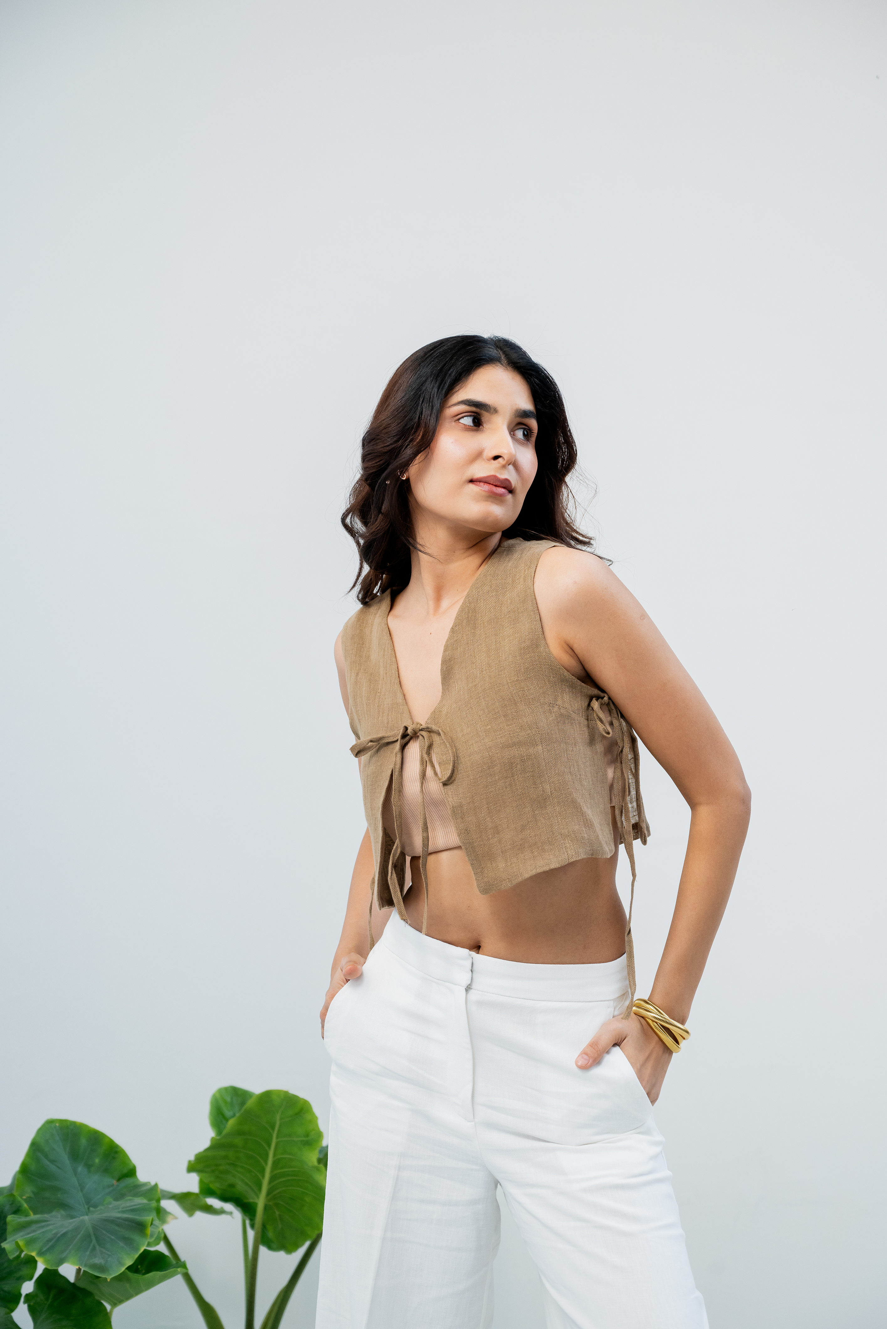 CLOUD CANVAS Wide-Leg Linen Trousers