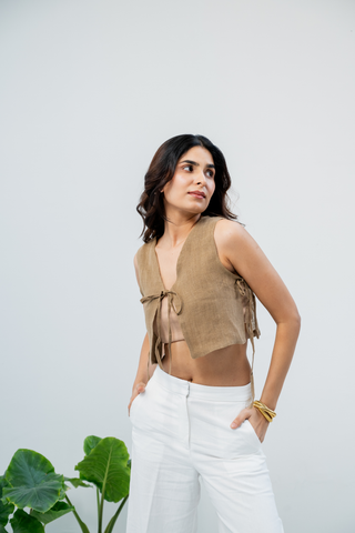 CLOUD CANVAS Wide-Leg Linen Trousers